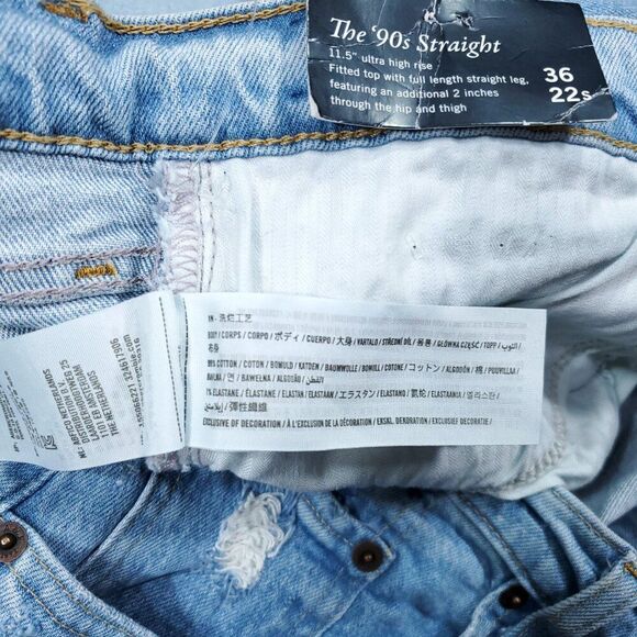 Abercrombie 22 Short 90s Straight Ultra High Rise Curve Love Jeans Blue Size 36 - Picture 7 of 11